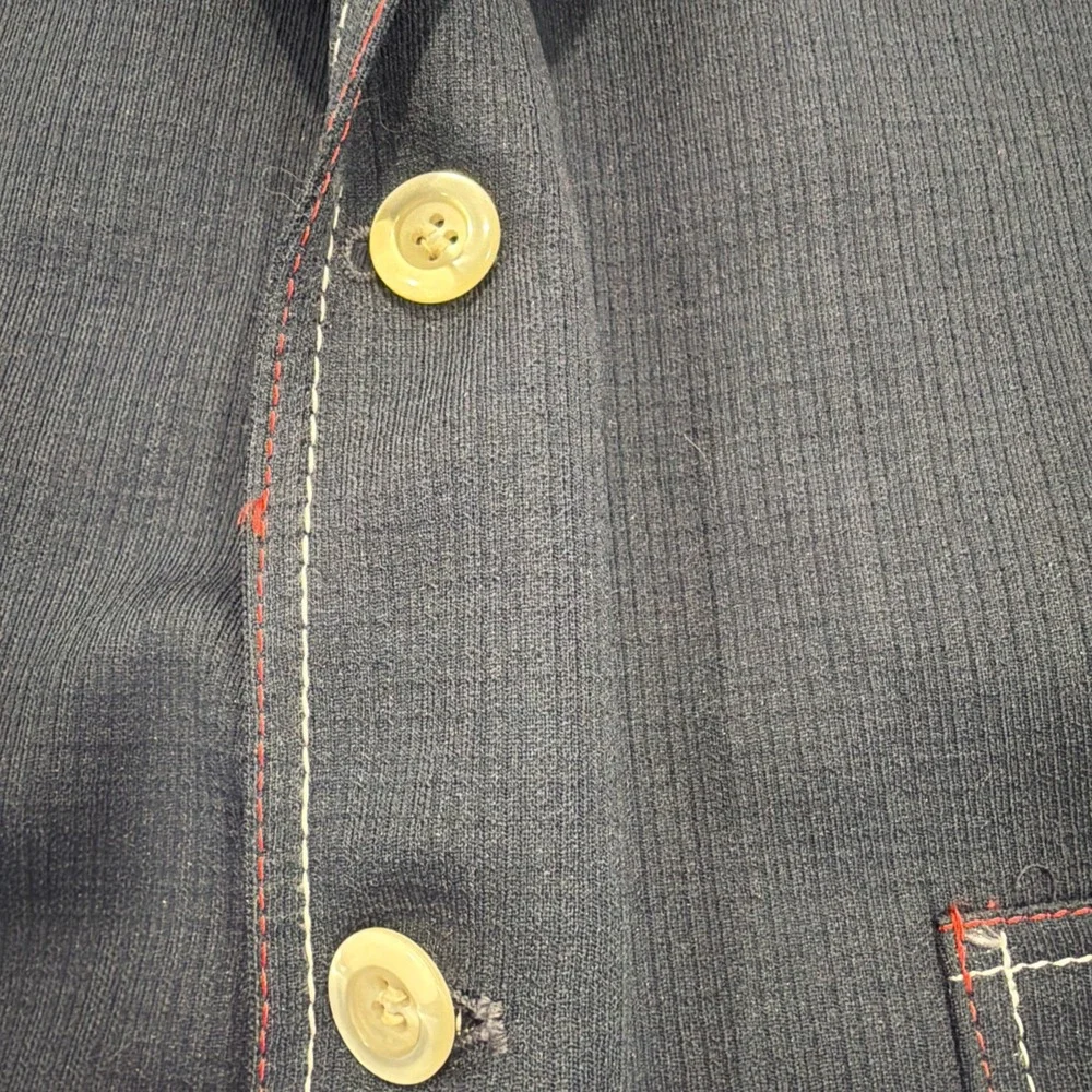 1950s Blazer Mens Navy Blue Red White Stitch Sport Coat Jacket 39